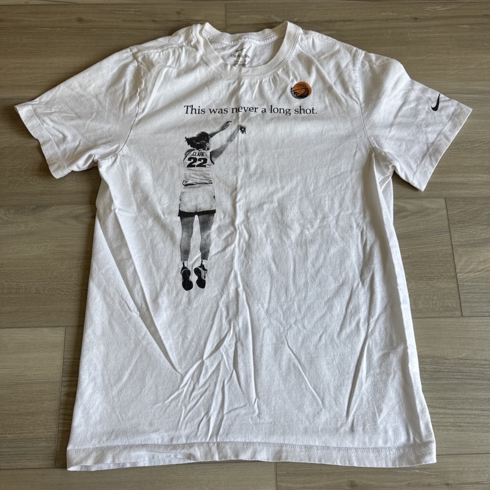 Nike Caitlin Clark "this Was Never A Long‎ Shot" Tee T Shirt Sz Small Unisex